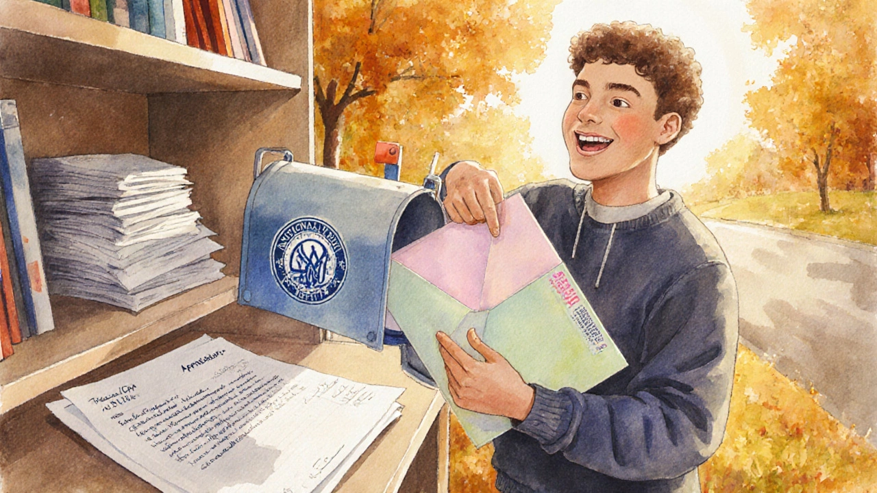Student celebrates receiving National Merit semifinalist letter.